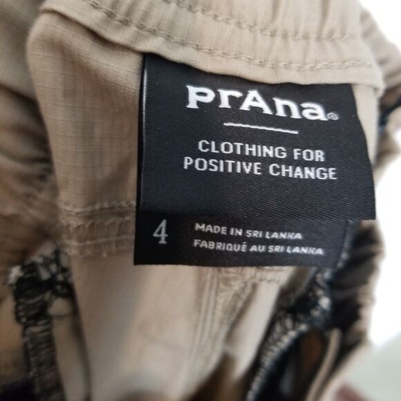 prAna Women Double Peak Joggers Pants Sz 4 Beige Organic Cotton Elastic Waist - Picture 8 of 11